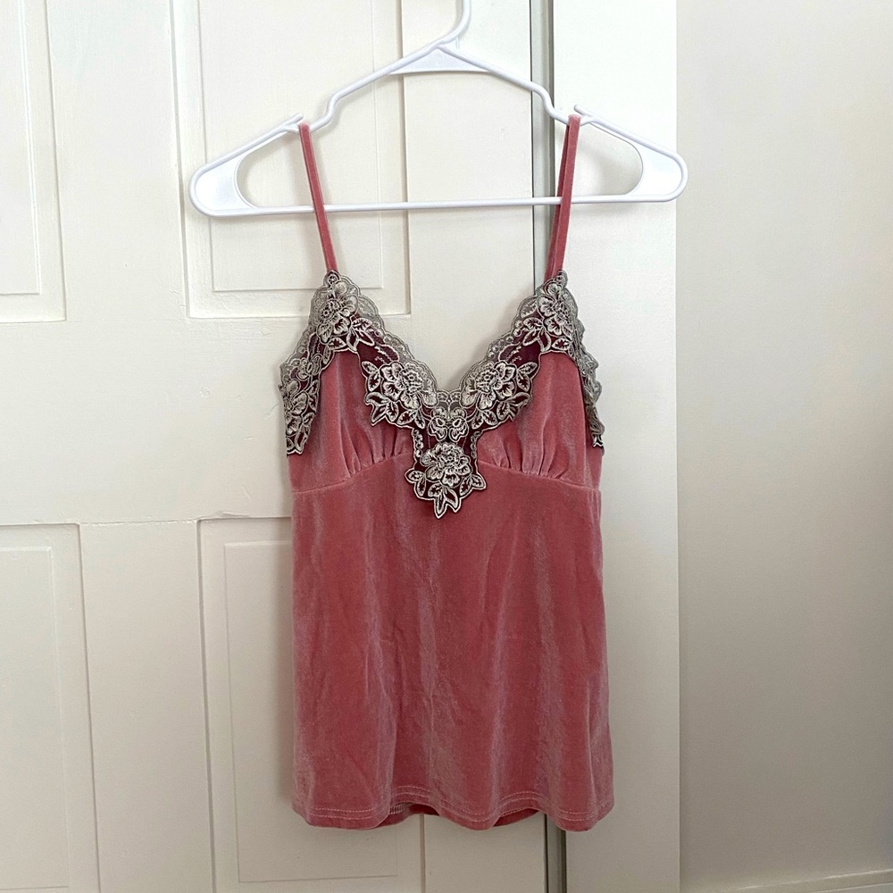 Coquette Pink Lace Trim Camisole
